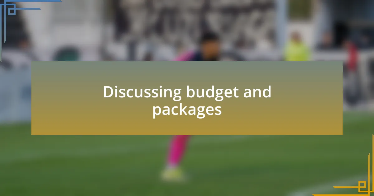 Discussing budget and packages