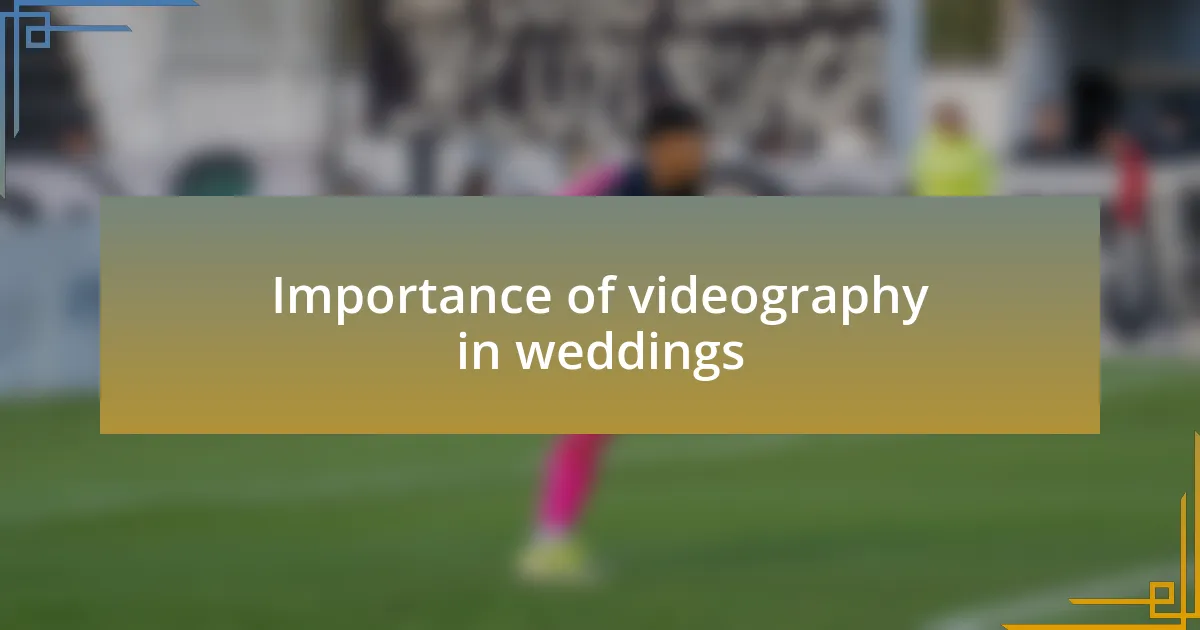 Importance of videography in weddings