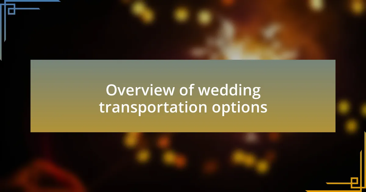 Overview of wedding transportation options